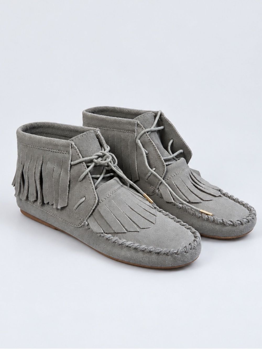Yosi Samra Gray Suede Fringe Chukka Boots